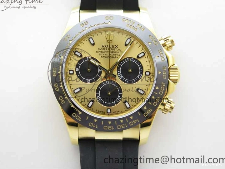 0501 Sporty Daytona 116518 KKF 1:1 Best Edition 904L Steel YG Black Dial on Rubber Strap A 2455